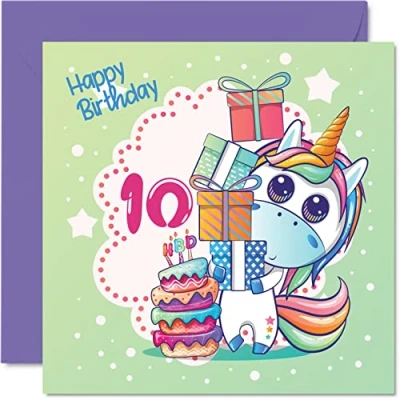 Immagine di Stuff4 biglietto di auguri per 10 compleanno ragazza, magico con unicorno, anni, 145 mm x mm, figlia, nipote, bambini, bambini