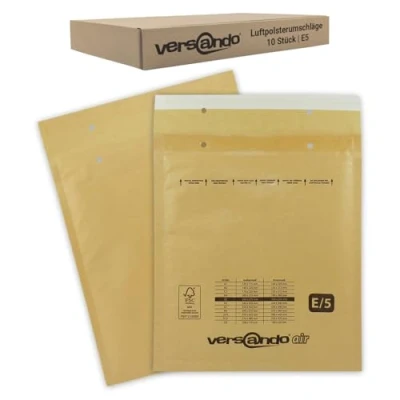 Immagine di versando 10 buste imbottite E5, dimensioni interne 220 x 265 mm, esterne 240 275 marrone/giallo oro per DIN B5/B+