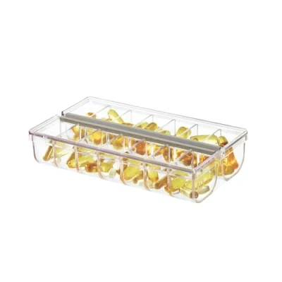 Immagine di iDesign The Home Edit, Contenitore per medicinali in plastica riciclata a 14 scomparti con etichetta