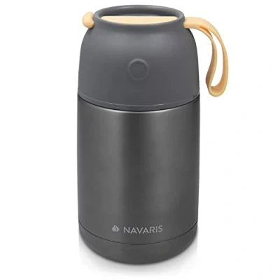 Immagine di Navaris Contenitore Termico per Alimenti Caldi e Freddi Porta Cibo Caldo Portavivande Contenitori Termici Schiscetta Termica Pranzo Termos Pasta Calda Portatile 650ml
