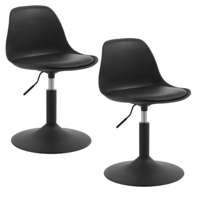 Immagine di WOLTU 2x Sgabello con Schienale Moderno Sedia da Cucina Girevole a 360 Altezza Regolabile Senza Braccioli in Similpelle della 39,5cm 50,5cm Grigio BH304gr 2