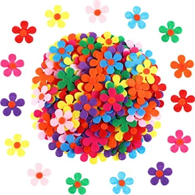 Immagine di Feltro Fiori Tessuto Fiore Abbellimenti per Mestieri Fai Da Te, Colori Assortiti (200 Pezzi)