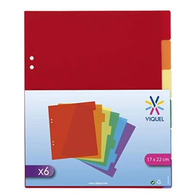 Immagine di Viquel Divisori in plastica a 6 vie A5 Multicolore