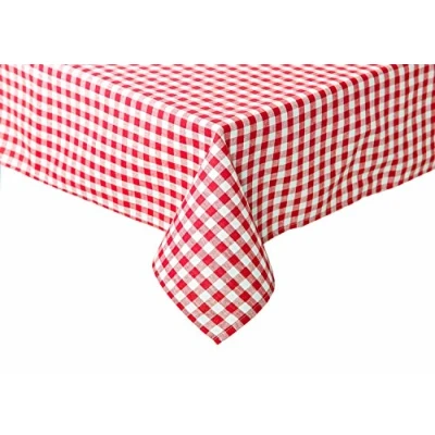 Immagine di texpot Tovaglia rustica, motivo a quadri da 5 mm, runner tavolo, tovaglioli, 100% cotone (140 x 180 cm, rosso/bianco quadretti)