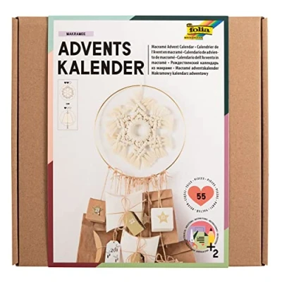 Immagine di folia 9386 Set di 55 calendario dell&#039;Avvento fai da te per creare un personalizzato con elemento macramè, multicolore