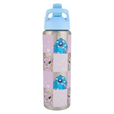 Immagine di Lilo &amp; Stitch Borraccia in acciaio inox con cannuccia, 750 ml, design divertente per bambini e adulti, a prova di perdite, isolata, senza BPA, perfetta scuola, viaggi attività all&#039;aperto