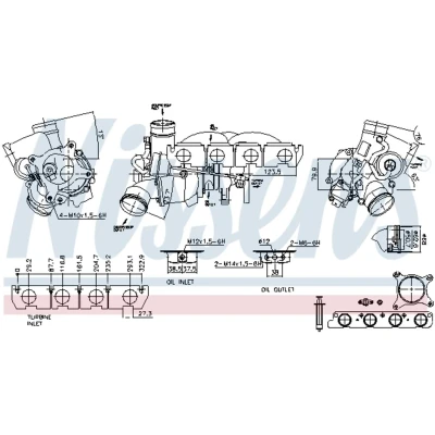 Immagine di NISSENS 93196 Turbina Turbocompressore a gas scarico raffreddato ad acqua pneumatico con guarnizioni collettore VOLKSWAGEN: Golf 5