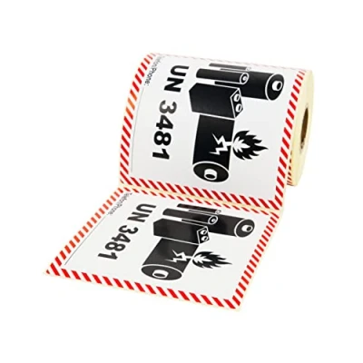 Immagine di PROLAC Adesivo per merci pericolose UN 3481 contiene batterie agli ioni di litio, 250 pezzi, 100 x mm, spedizione, etichette autoadesive oggetti pericolosi WARNLABELS