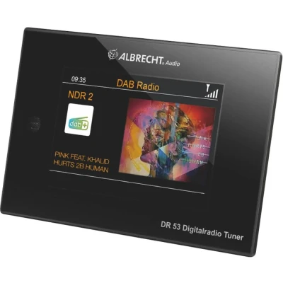 Immagine di Albrecht DR 53 Sintonizzatore Radio Digitale DAB/DAB+ con DLS, Trasmettitore FM, Bluetooth, Display a Colori 4&#039;&#039;, Connessione Antenna Esterna IEC, Telecomando Batterie, 135 x 90 43 mm, 180 g