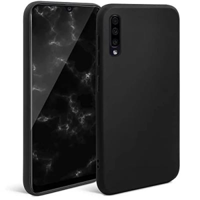 Immagine di Moozy Minimalist Series, Cover in Silicone per Samsung A50, Nero Finitura Opaca, Custodia Sottile e Morbida TPU