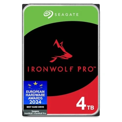 Immagine di Seagate IronWolf Pro, 4TB, Unità disco interna NAS classe Enterprise SATA CMR da 6GBit/s, 3,5&quot;, 7.200 giri/min, con cache 256 MB per sistemi RAID, servizi Rescue (ST4000NT001)