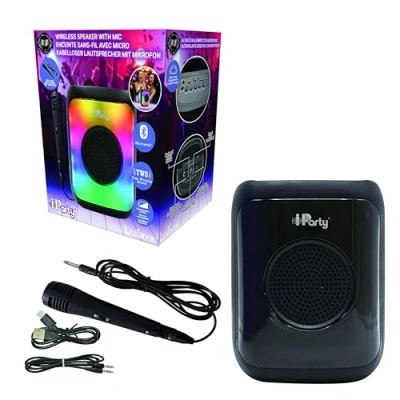 Immagine di Lexibook, Altoparlante Bluetooth Portatile con Microfono, Volume Sonoro Potente, Effetti di Luce Multicolore, Batteria Ricaricabile, K8310