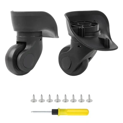 Immagine di BQLZR 9,6 x 9,3 4,8 cm Nero in plastica fai da te Sinistra e Destra girevole Bagagli Valigia ruote con 4 fori