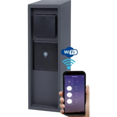 Immagine di BOLD 10620 Presa di corrente da giardino 3 scomparti Antracite senza cavo, con interruttore, timer, controllata App, programmabile