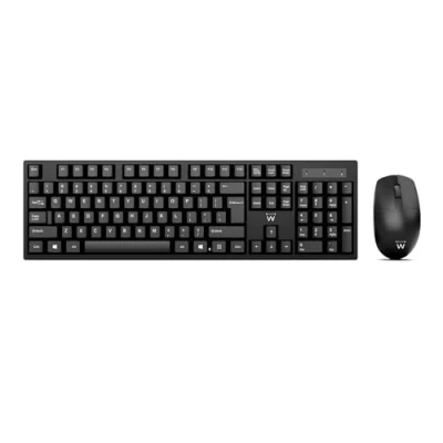 Immagine di Ewent Kit Set Tastiera e Mouse Wireless, Layout QWERTY Spagnolo per PC/Notebook/Laptop, Windows, unico ricevitore USB, nero