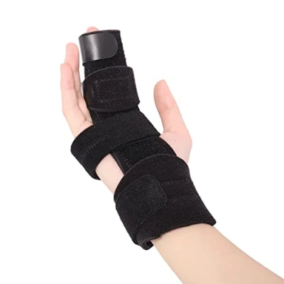 Immagine di Scurnhau Tutore per Dito Medio 2 Dita a Scatto Reversibili Maglio Rotto Artrite Frattura Metacarpale Mano con Supporto Immobilizzatore, XS
