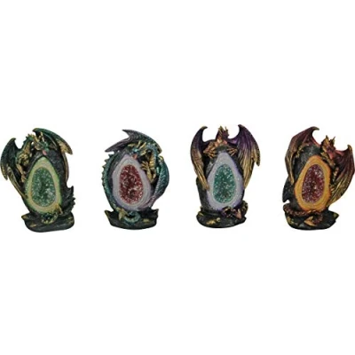Immagine di Nemesis Now Geode Keepers Set di quattro statuette, 12 cm, in resina, colore: Oro