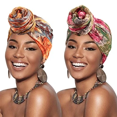 Immagine di DRESHOW Fascia per Capelli Nero Donna Coprispalle in Jersey Elasticizzato Lavorato a Maglia con Testa Turbante Avvolge la Sciarpa le