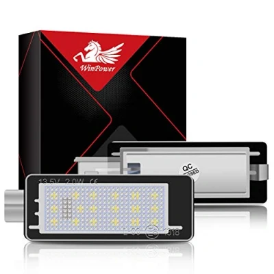 Immagine di WinPower Lampadina Luce targa 18 SMD Bianca LED Senza errori Posteriore per Laguna Espace Scenic Modus Clio Captur Fluenc ect, 2 Pezzi