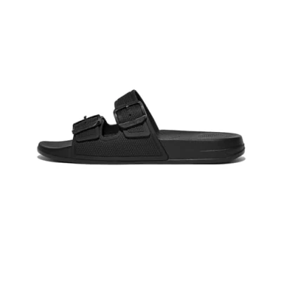 Immagine di Fitflop Iqushion Two Bar Buckle Slides, Sandali Bassi Donna, Tutto Nero, 41 EU
