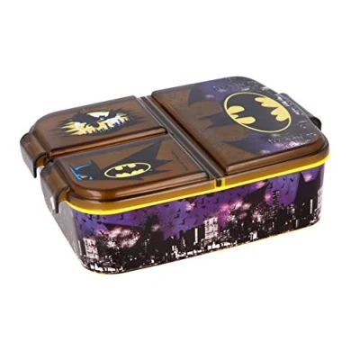 Immagine di Contenitore per il pranzo bambini, a scelta: Frozen, PJ Masks, Spiderman, Avengers, Mickey, Paw Patrol, in plastica senza BPA, Batman