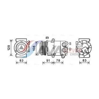 Immagine di AVA COOLING SYSTEMS FDAK621 compressore Aria Condizionata VS16X 12V PAG 46 R134a con olio PAG, innesto elettromagnetico, senza diodo