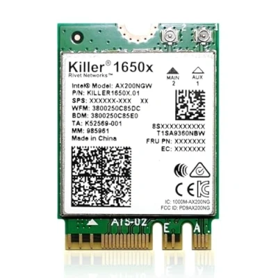 Immagine di HighZer0 Electronics AX1650x Killer Series WiFi 6 Upgrade Gaming Adapter M.2 Card for PC 2.4 Gbps Supports Bluetooth 5.2 &amp; Intel, AMD, Windows 10+, Linux (AX1650x)