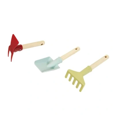 Immagine di Theo Klein 7681 Attrezzi da giardino I Inclusi paletta a mano, rastrello e zappa doppia con manico corto in legno Plastica riciclata Giocattoli per bambini dai 3 anni su