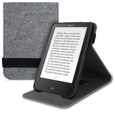 Immagine di kwmobile Custodia in Feltro compatibile con Tolino Vision 1/2 / 3/4 HD Cover Fascia e Leggìo Reader Stand Flip Case grigio chiaro