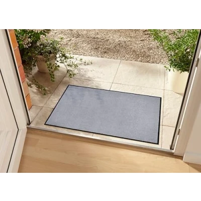 Immagine di HANSE Home Zerbino lavabile, per interni ed esterni, in tinta unita, antiscivolo, dimensioni: 60 x 80 cm, grigio argento
