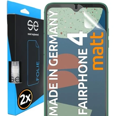 Immagine di smart engineered S.E per Fairphone 4 pellicola protettiva antiriflesso 2 pellicole in set tedesco opaca, opaca alternativa vetro protettivo