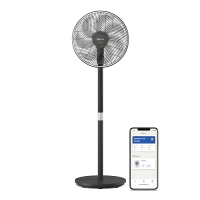 Immagine di Philips Smart Pedestal Fan Serie 3000. Potente &amp; Ultra Silenzioso, Tecnologia SilentWings.19 dB. Ventilatore Tavolo&amp;Piantana 2 in 1. Inclinabile Rotante. Controllo App. Timer 12h. Nero (CX3550/01)