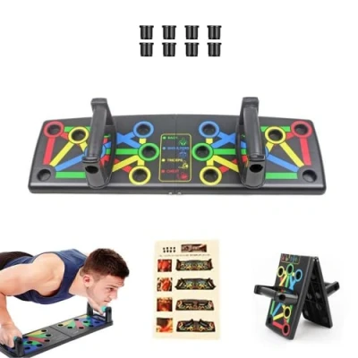 Immagine di Tavola di flessibilità multifunzione 14 in 1 Push Up Rack Board Pieghevole con Manici per Allenamento muscolare, Esercizi a casa.