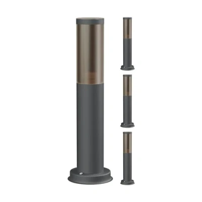 Immagine di ledscom.de 4 pz. luce per sentiero/bitta/luce da giardino PORU esterni, aspetto fumé, IP44, 38,5 cm, antracite, 1x E27 max. 40W