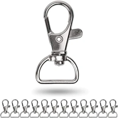 Immagine di Moschettoni Portachiavi confezione da 12 pz per ricambi e progetti creativi, larghezza 15 mm, con anello rotante a 360, piccoli ganci Moschettone borse tracolle, Girevole Ring