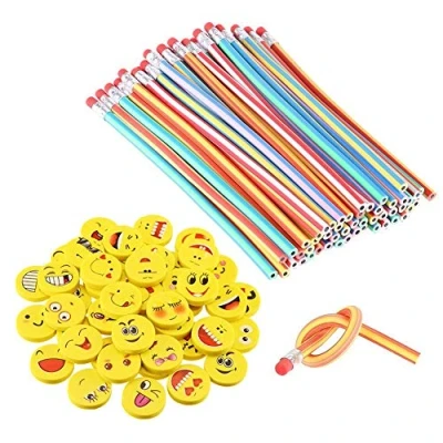 Immagine di LATERN 80 PCS Set riempire Il Sacchetto del Partito dei Capretti, matite Elastiche morbide e Flessibili Emoji Smile Gomme con Piega Magica Giocattoli Divertimento Scolastico Attrezzature fisse