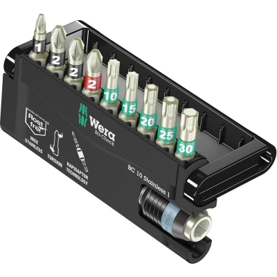 Immagine di Wera BC 10/9 05071110001 Kit inserti 10 parti Taglio, Croce Phillips, Pozidriv, TORX interno