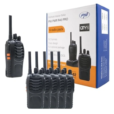 Immagine di Pacchetto 6 radio portatili PNI PMR R40 PRO batterie, caricabatterie e cuffie incluse