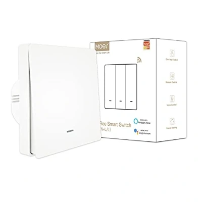 Immagine di MOES interruttore Smart ZigBee, e senza cavo neutro, non richiede condensatore, Life Tuya app controllo da remoto, compatibile con Alexa Google Home, Hub Zigbee Tuya, 1 Gang, bianco