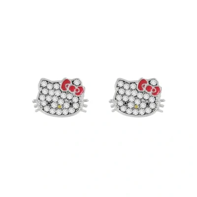 Immagine di Hello Kitty Orecchini a perno placcati in argento con pietre, Misura unica, Placcato argento, Nessuna pietra preziosa