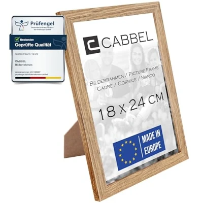 Immagine di CABBEL cornice 18x24 cm, Rovere, robusta in legno MDF, vetro Plexi infrangibile, da appendere e