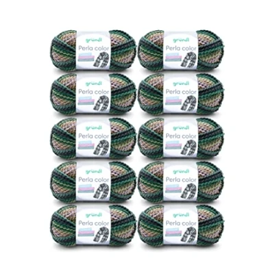Immagine di lana Gründl colore Perla (filato per maglieria a mano simile alla in 100% poliestere, 100 g / 90 m, misura dell&#039;ago: 8 9, 10 x g), grad verde melanzana crema rosa multicolore