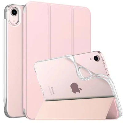 Immagine di MoKo Cover Compatibile con Nuovo iPad Mini 7 (A17 PRO) 2024, Custodia 6a Generazione 2021 (8,3 Pollici), 6, TPU Posteriore per 7, Rosa Trasparente