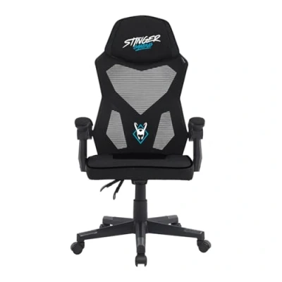 Immagine di Woxter Sense Black Sedia da gioco in acciaio, sollevamento a pistone gas, rete traspirante, braccioli, schienale regolabile altezza e inclinazione, supporto lombare