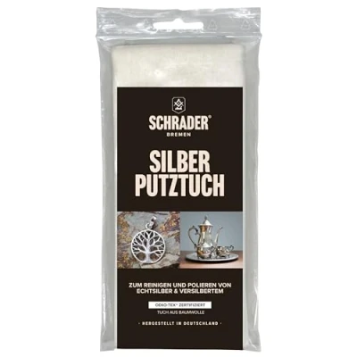 Immagine di Schrader, panno per la pulizia dell&#039;argento, lucidatura, rimozione dei punti di contatto, gioielli con lucidanti naturali, 1 panno, prodotto in Germania