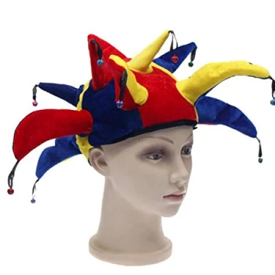 Immagine di dancepandas Cappello da Giullare Divertente Multicolor Pagliaccio Clown con Sonagli Jester Hat Uomini e Donne Scopo Generale per Natale Mardi Gras Partito Carnevale Halloween