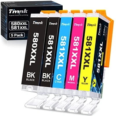 Immagine di Timink 580XXL 581XXL Cartucce d&#039;inchiostro Compatibili per PGI 580 CLI 581 Sostituzione con Canon TS6150 TS6250 TS6350 TS8150 TS8250 TS9550 TS705 TR7550 TR8550 (5 Pezzi)