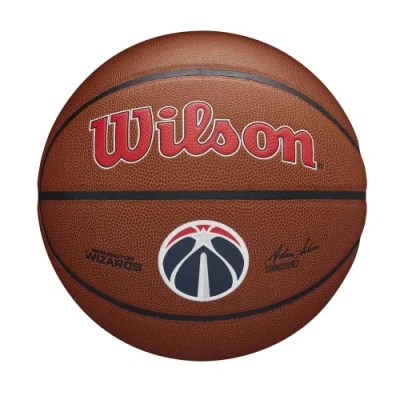 Immagine di Wilson Pallone da Basket NBA TEAM COMPOSITE BSKT, Utilizzo Indoor/Outdoor, Pelle Composita, Misura 7, Marrone (Washington Wizards)