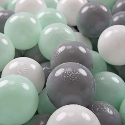Immagine di KiddyMoon 700 Palline/7Cm Palline Morbide Colorate Per Piscina Bambini Fatto In EU, Bianco/Grigio/Menta