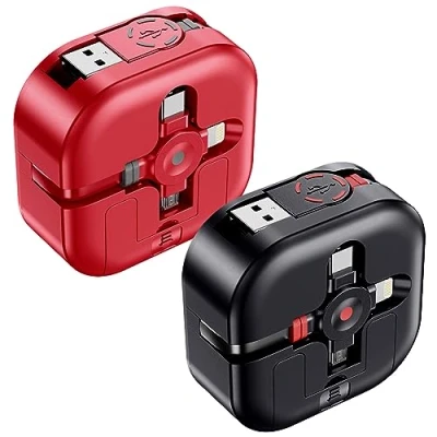 Immagine di Multi Cavo di Ricarica, [1,2M] Retrattile 3 in 1 USB, 4.5A Multiplo Cavetto Ricarica USB con Lightning/Tipo C/Micro per iPhone,Samsung Galaxy,Pixel,PS,LG,Tablet 2Pack
